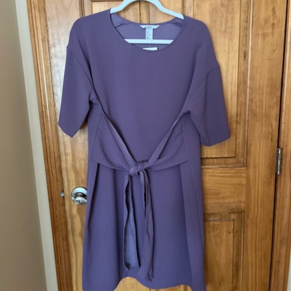 NWT H&M muted purple tie-front dress